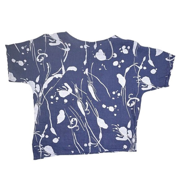 Lands Downunder Linen Lagenlook Italy Top Costal Artsy Botanical Asymmetric M - Picture 10 of 10